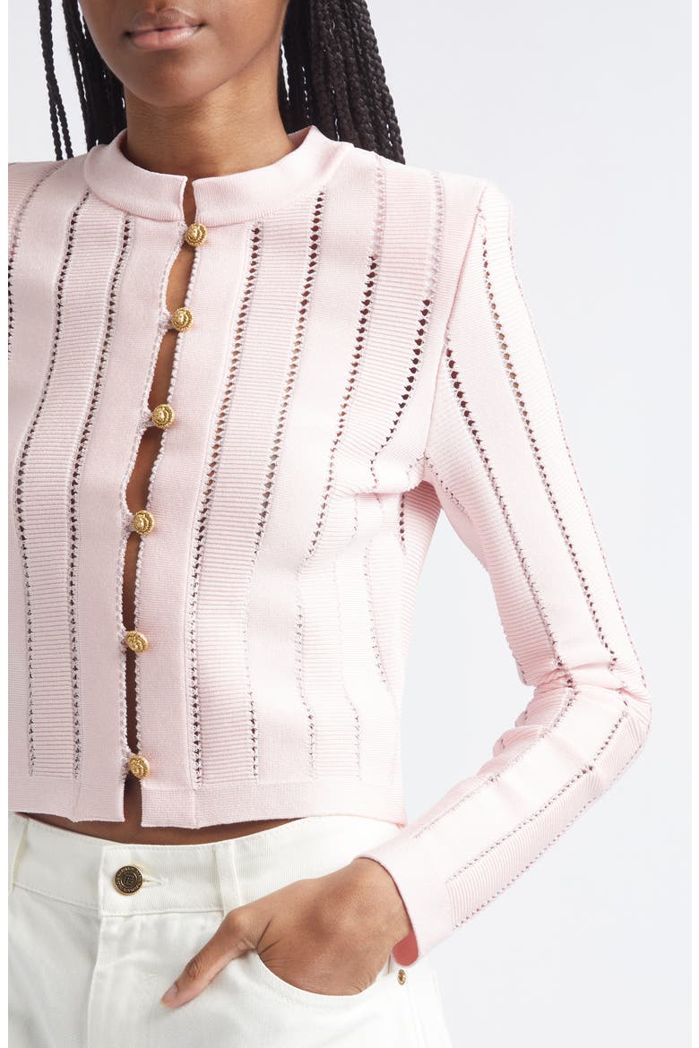 Metallic Open Stitch Cardigan, Alternate, color, 4HQ PINK