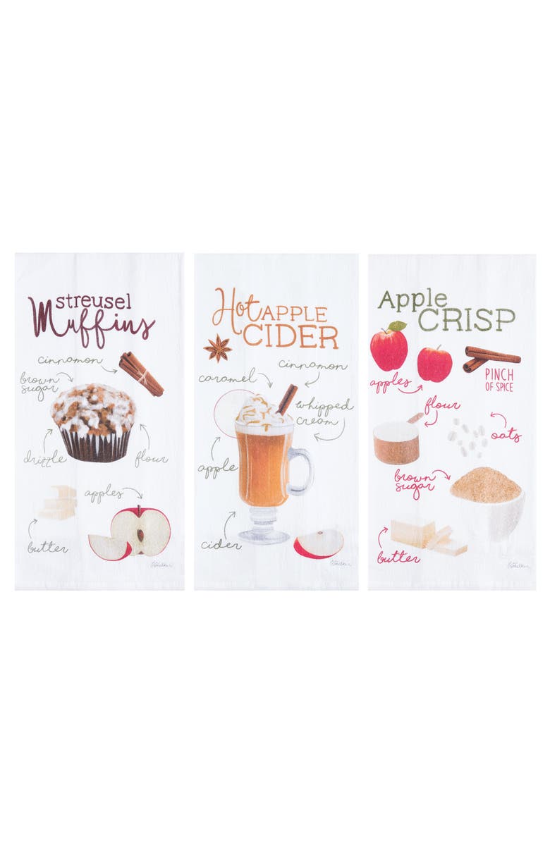 C&F Home Apple Cider Crisp & Streusel Towel Set of 3, Main, color, White