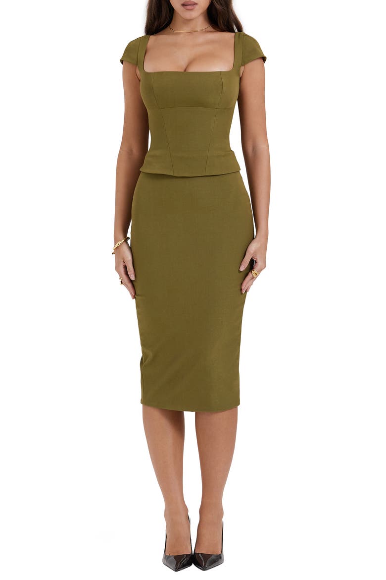 HOUSE OF CB Layana Cap Sleeve Corset Sheath Dress (Women)