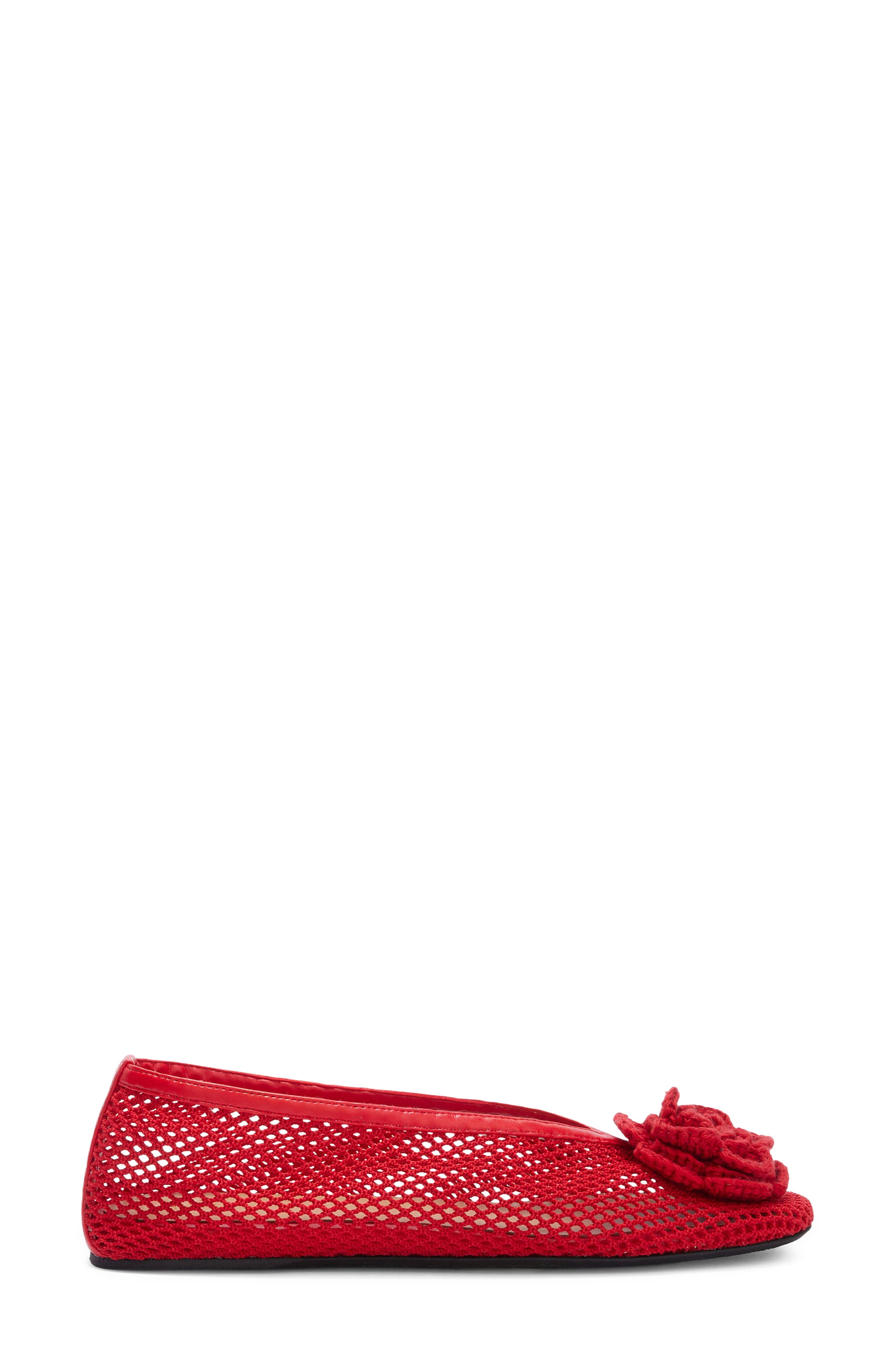 Ganni Jenny Flower Mesh Ballerina Flat, Alternate, color, Goji Berry