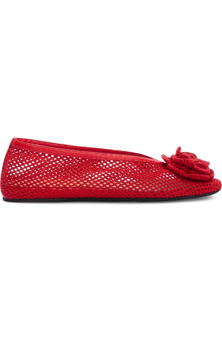 Ganni Jenny Flower Mesh Ballerina Flat, Alternate, color, Goji Berry