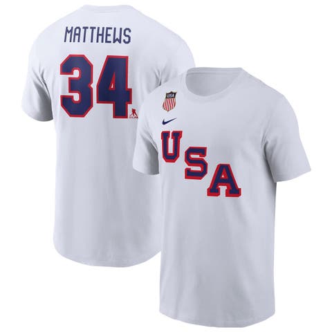 Men's Nike Auston Matthews White US Hockey 2026 Name & Number T-Shirt