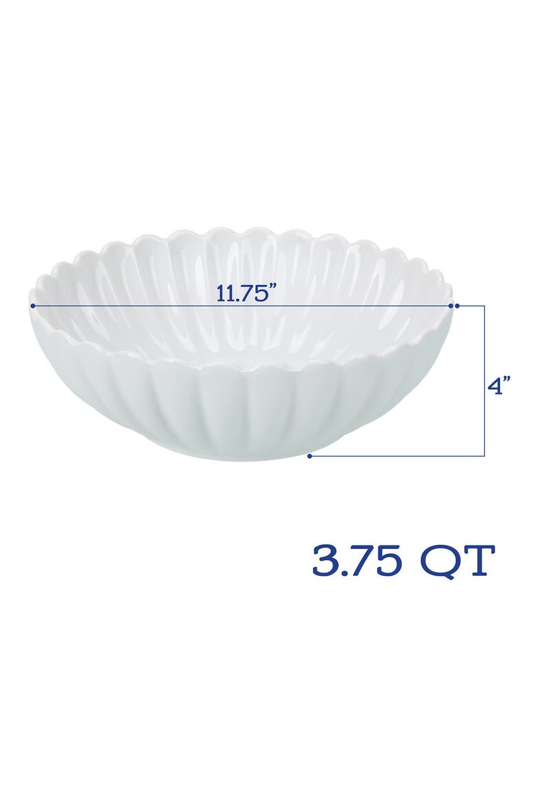 Set of 2 Petal Serving Bowls, Alternate, color, WHITE