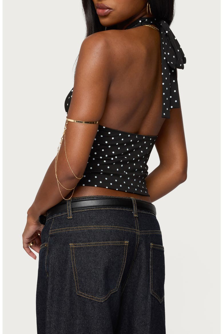 Blaire Polka Dot Halter Top, Alternate, color, BLACK-AND-WHITE