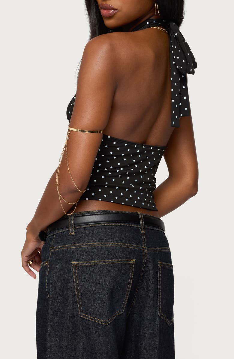 EDIKTED Blaire Polka Dot Halter Top, Alternate, color, Black-And-White