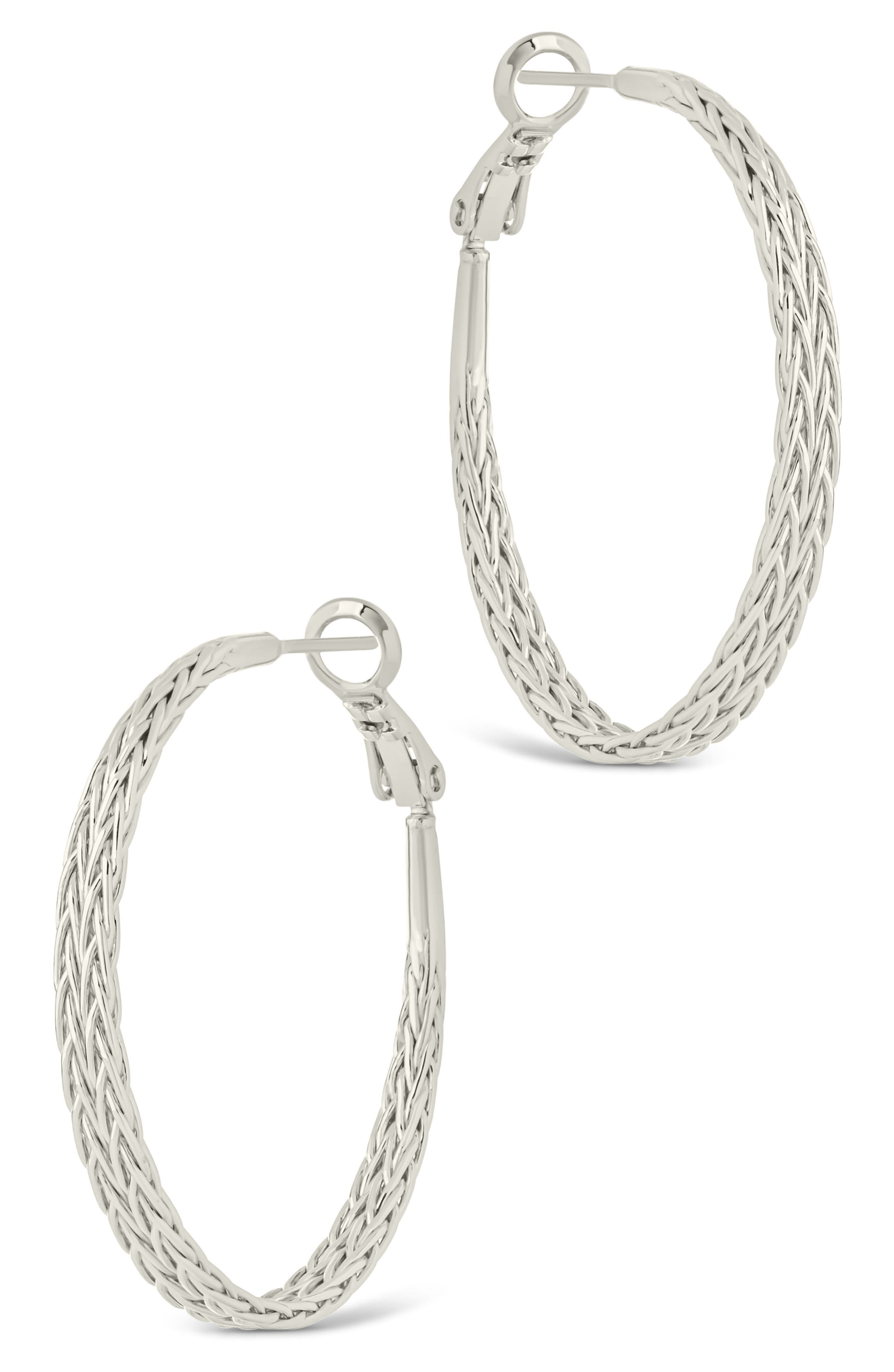 Sterling Forever Scarlett Interlaced Design Hoop Earrings