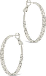 Sterling Forever Scarlett Interlaced Design Hoop Earrings