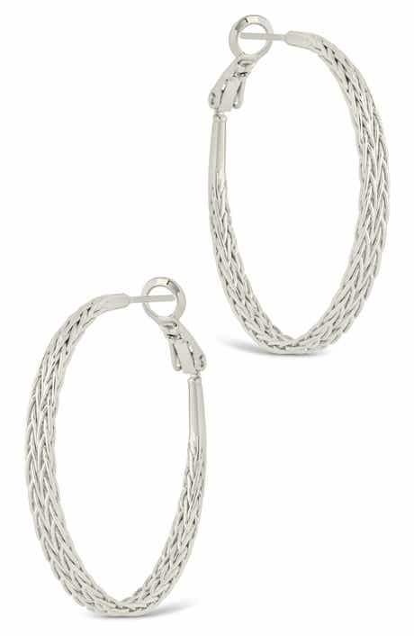 Sterling Forever Scarlett Interlaced Design Hoop Earrings