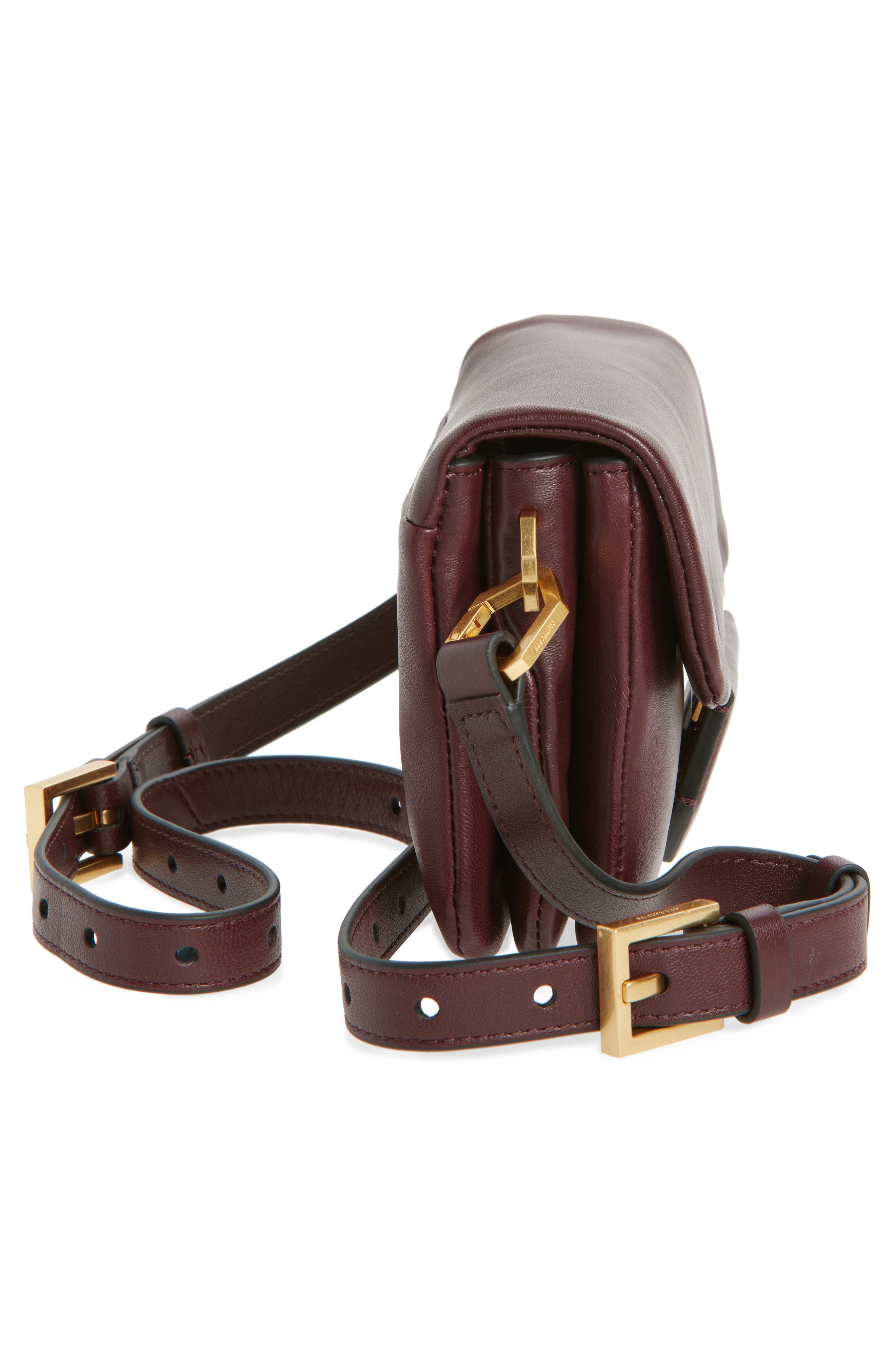 AllSaints Jupiter Leather Crossbody Bag, Alternate, color, Dark Red