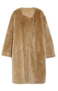 TOTEME Collarless Genuine Shearling Coat