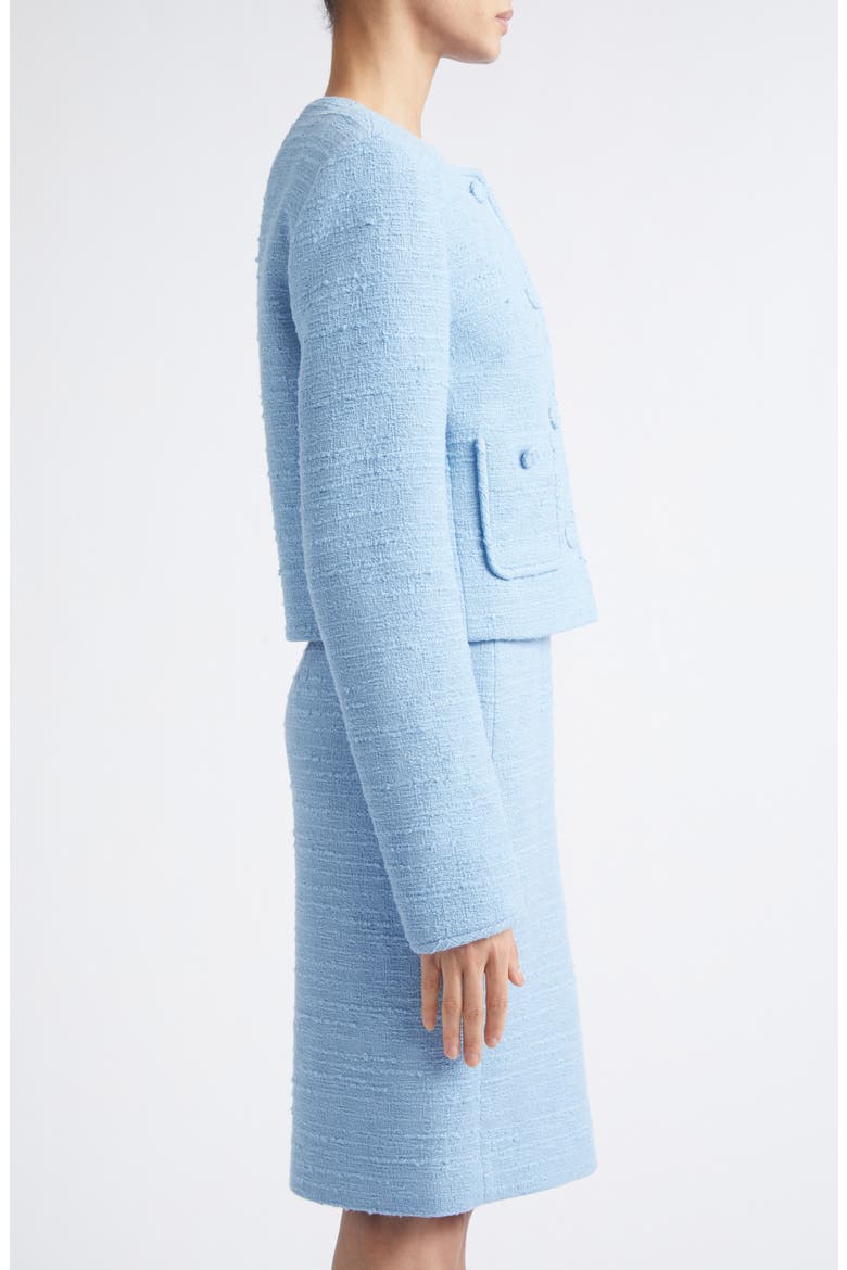 Patch Pocket Tweed Short Jacket, Alternate, color, BLUE OASIS