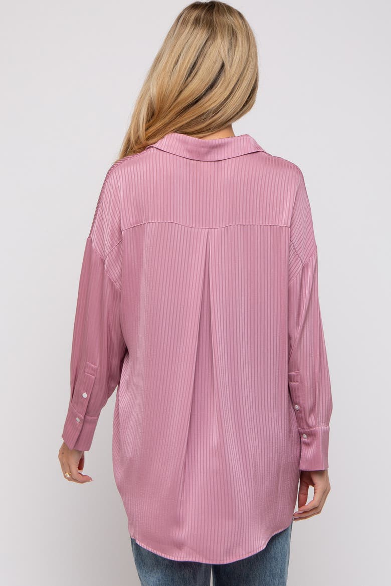 Striped Button Up Top, Alternate, color, Mauve