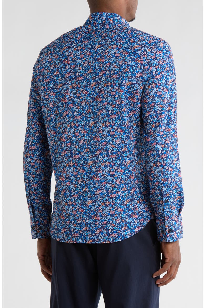 Floral Print Stretch Dress Shirt, Alternate, color, NAVY/ RED