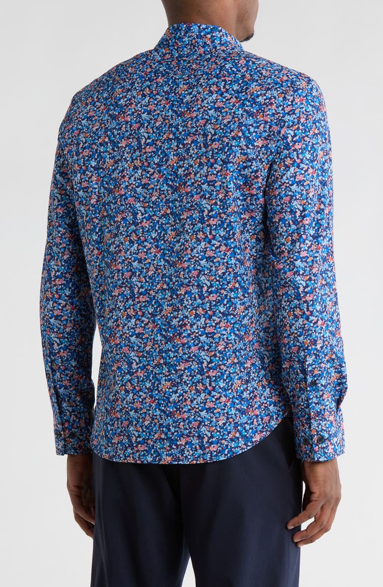 CONSTRUCT Floral Print Stretch Dress Shirt, Alternate, color, Navy/ Red