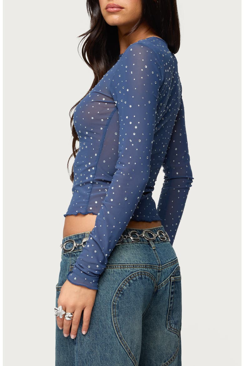 Anari Embellished Mesh Top, Alternate, color, BLUE