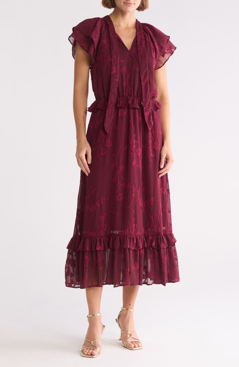 Mila Mae Floral Ruffle Cap Sleeve Maxi Dress, Main, color,