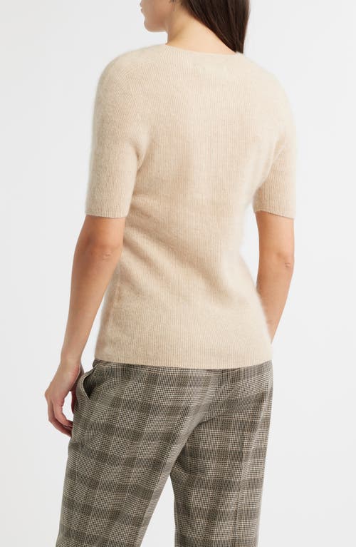Elie Tahari The Yelena Short Sleeve Cashmere Sweater In Neutral