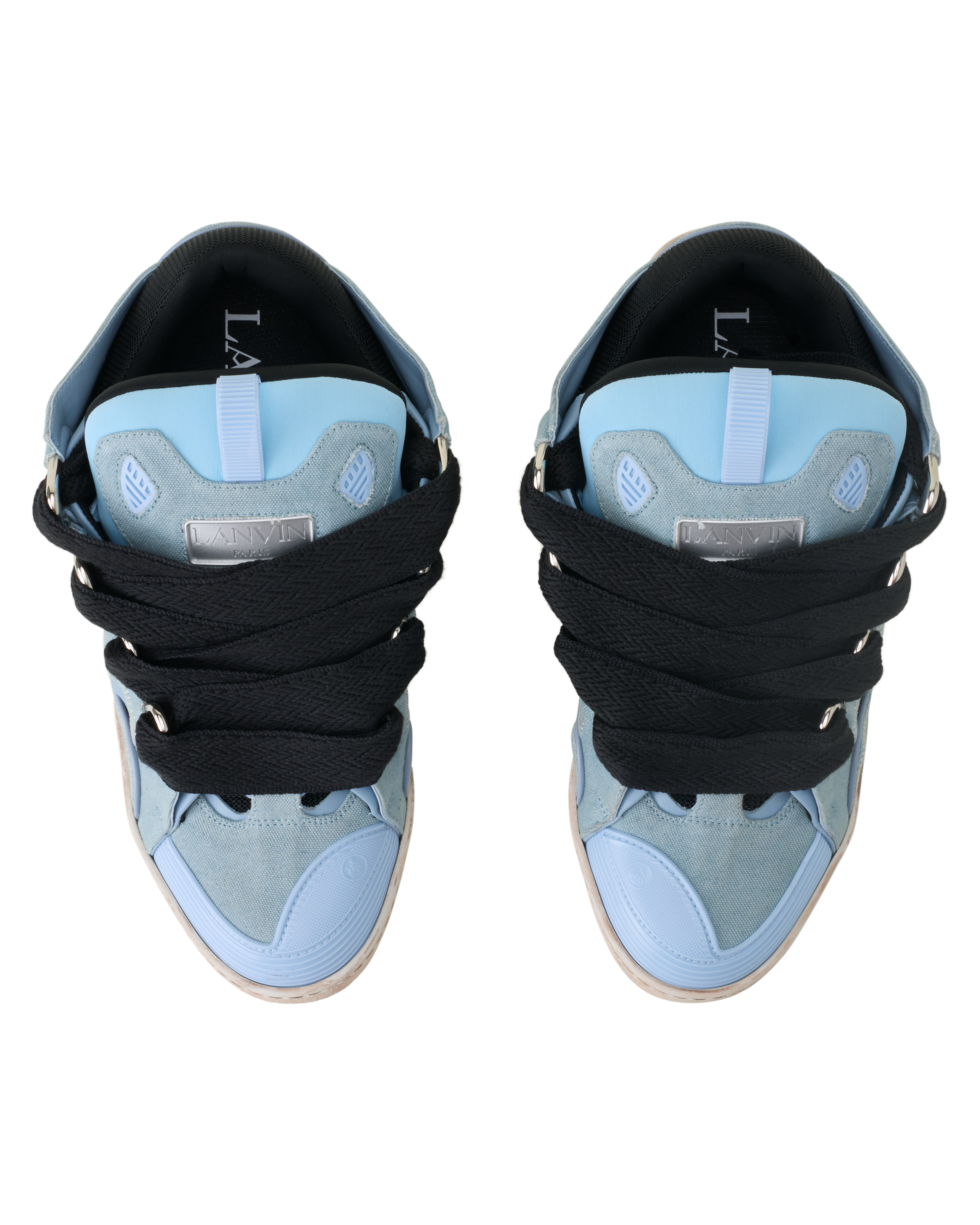 Lanvin Curb Canvas Sneakers, Alternate, color, Blue/Amber