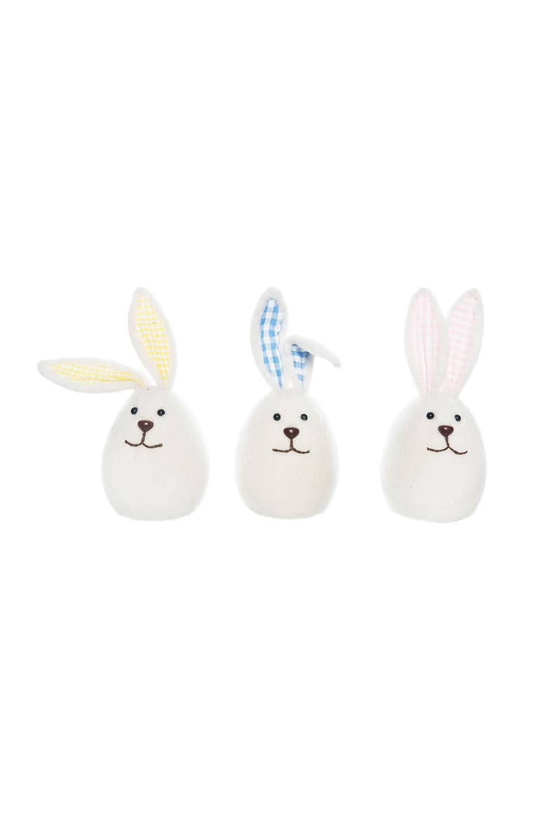 Egg Bunnies Figurines Set of 3, Main, color, White