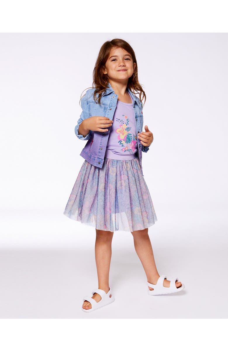 Deux par Deux Little Girl's Denim Jacket With Embroidery Floral Jeans Blue, Alternate, color,