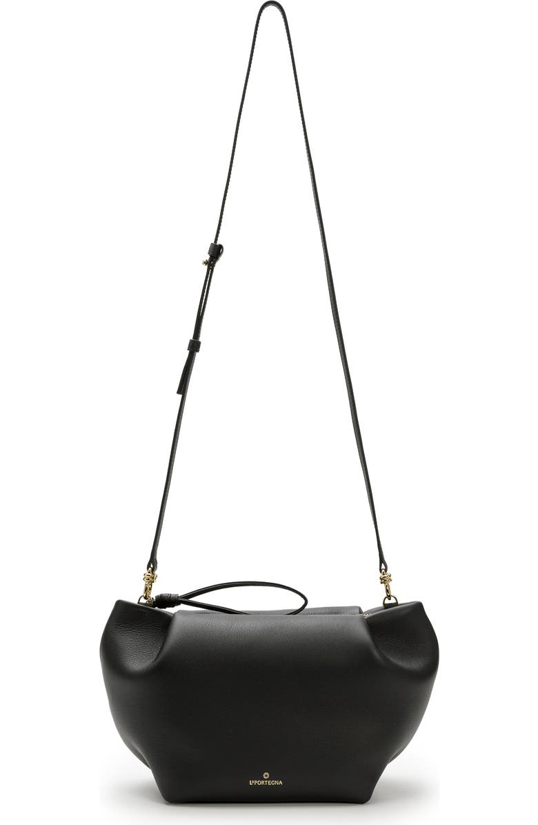 LA PORTEGNA Marta Leather Clutch Bag With Shoulder Strap, Alternate, color, Black