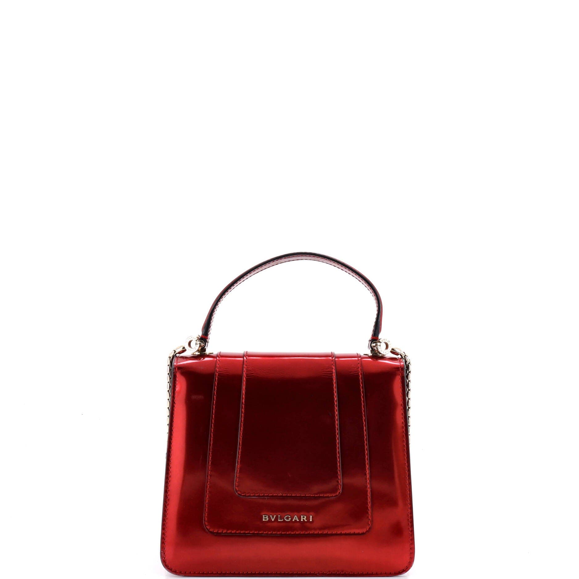 Serpenti Top Handle Bag Patent Small, Alternate, color, Red