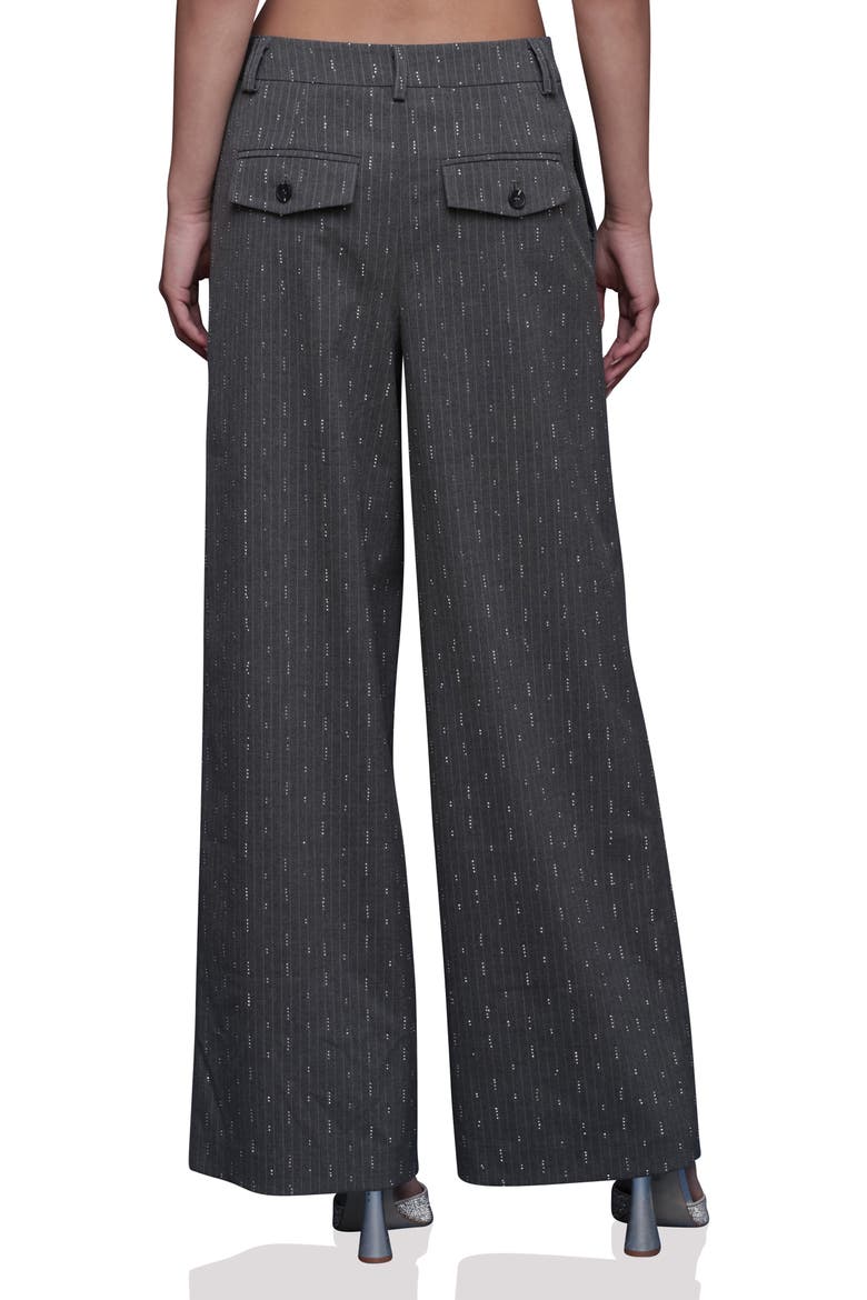 Pinstripe Pleated Wide Leg Pants, Alternate, color, GREY PINSTRIPE - SILVER