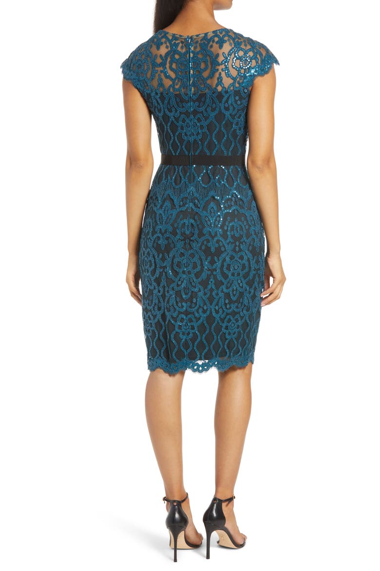 Sequin Lace Body-Con Cocktail Dress, Alternate, color, STARRY NIGHT/ BLACK