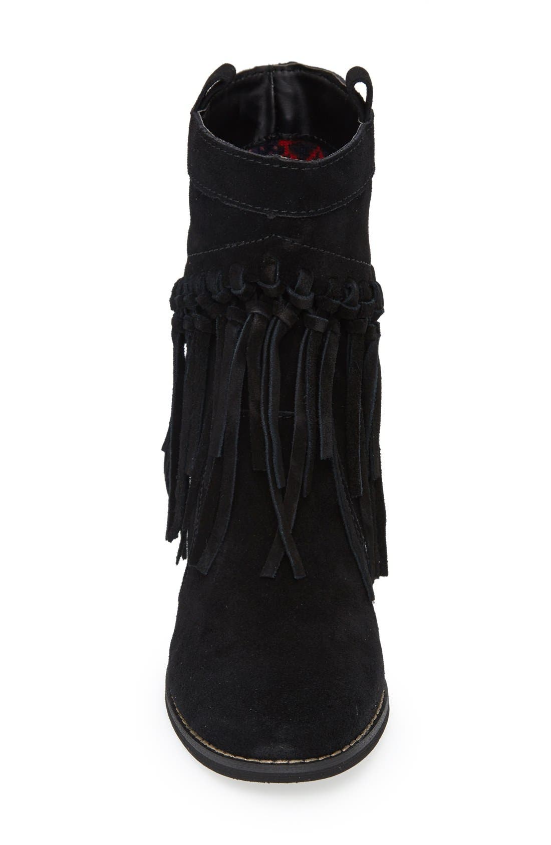 'Sound' Fringe Suede Bootie, Alternate, color, BLACK SUEDE
