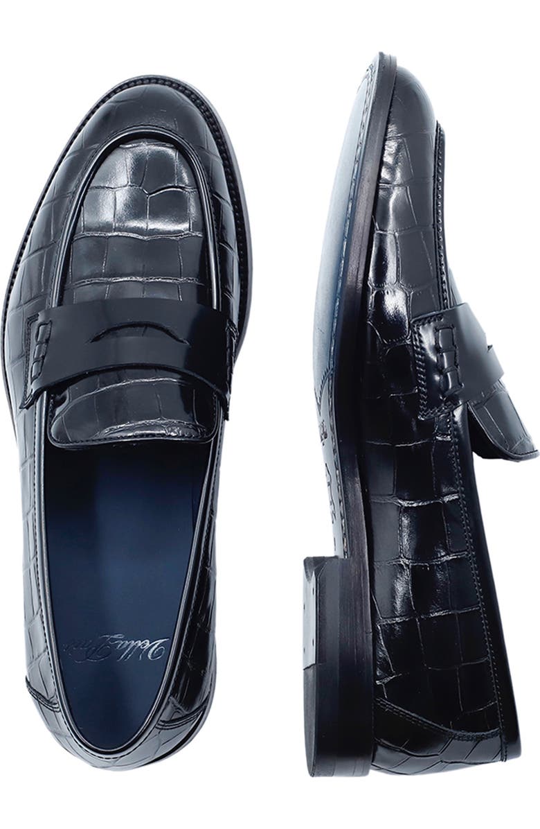 VELLAPAIS Aiden Croc Embossed Penny Loafer, Alternate, color,