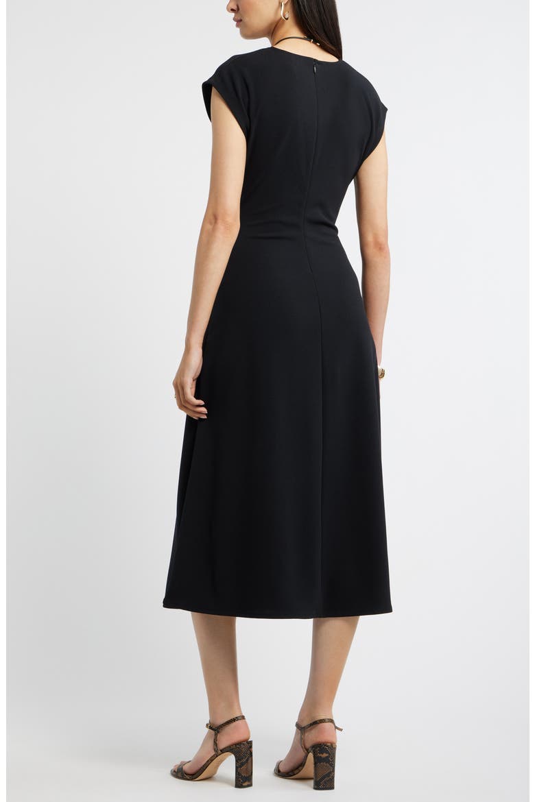 Side Ruched Knit Midi Dress, Alternate, color, BLACK