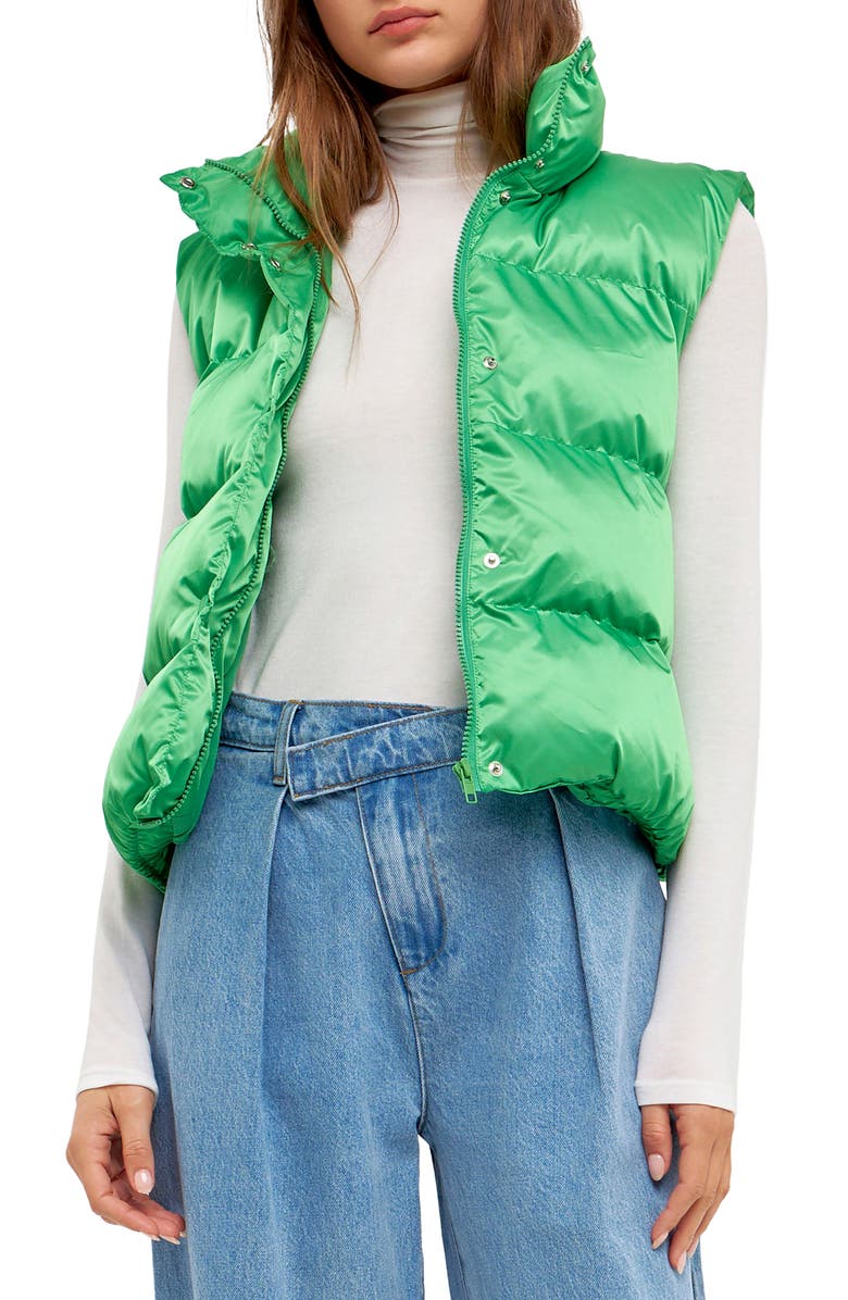 Grey Lab Quilted Satin Puffer Vest, Alternate, color, 