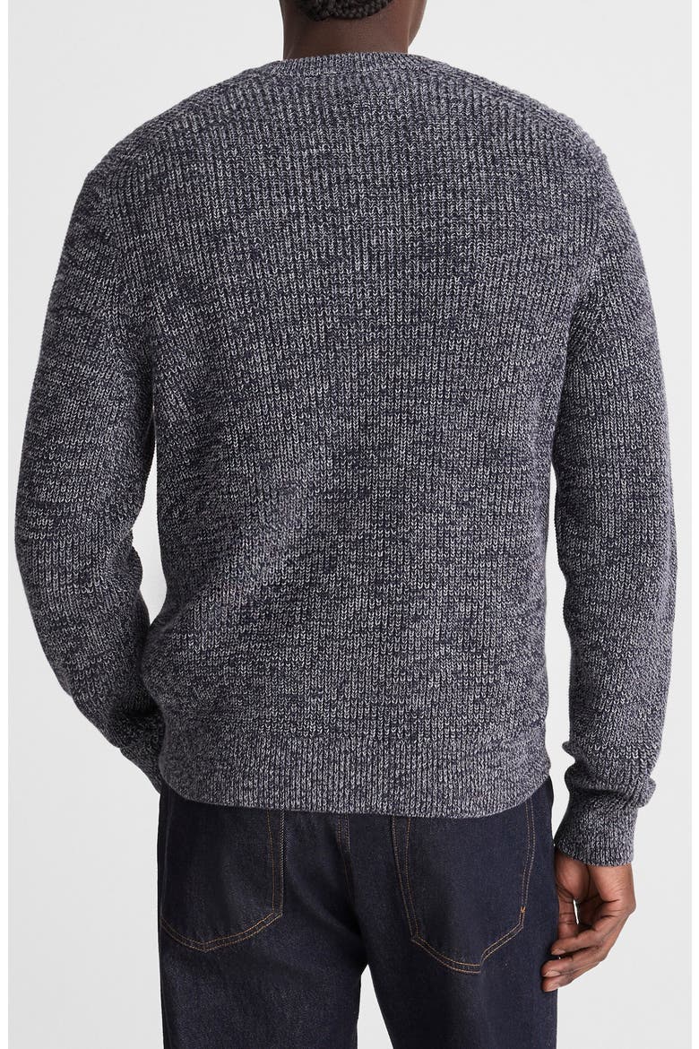Marled Cotton Shaker Stitch Crewneck Sweater, Alternate, color, INK MARL