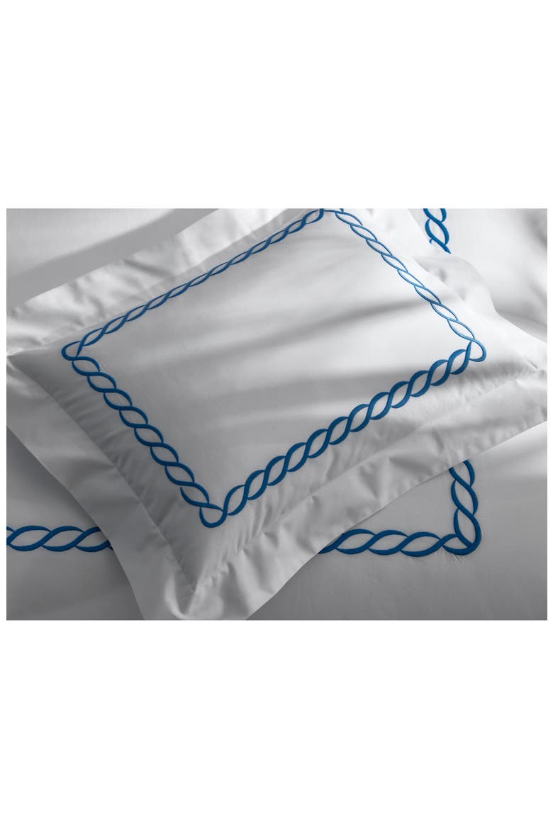 Classic Chain Cotton Percale Duvet Cover, Alternate, color, AQUA