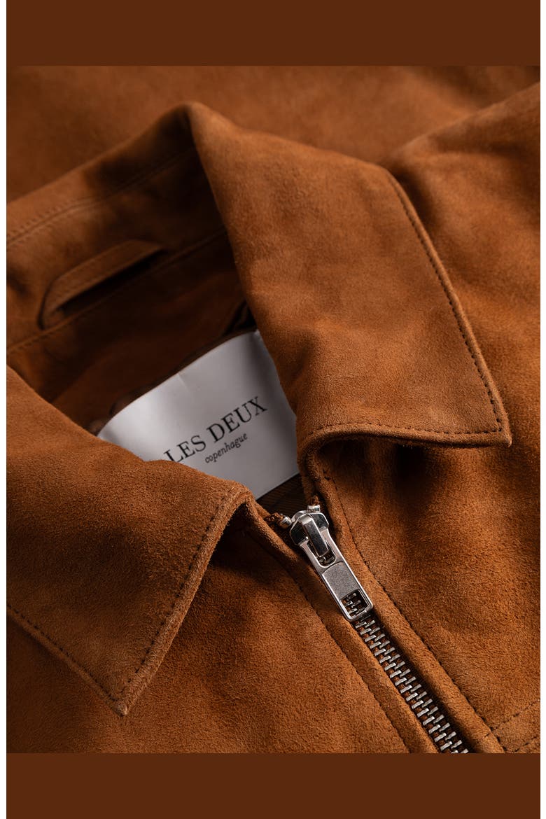 Nyle Goatskin Suede Coach's Jacket, Alternate, color, BROWN
