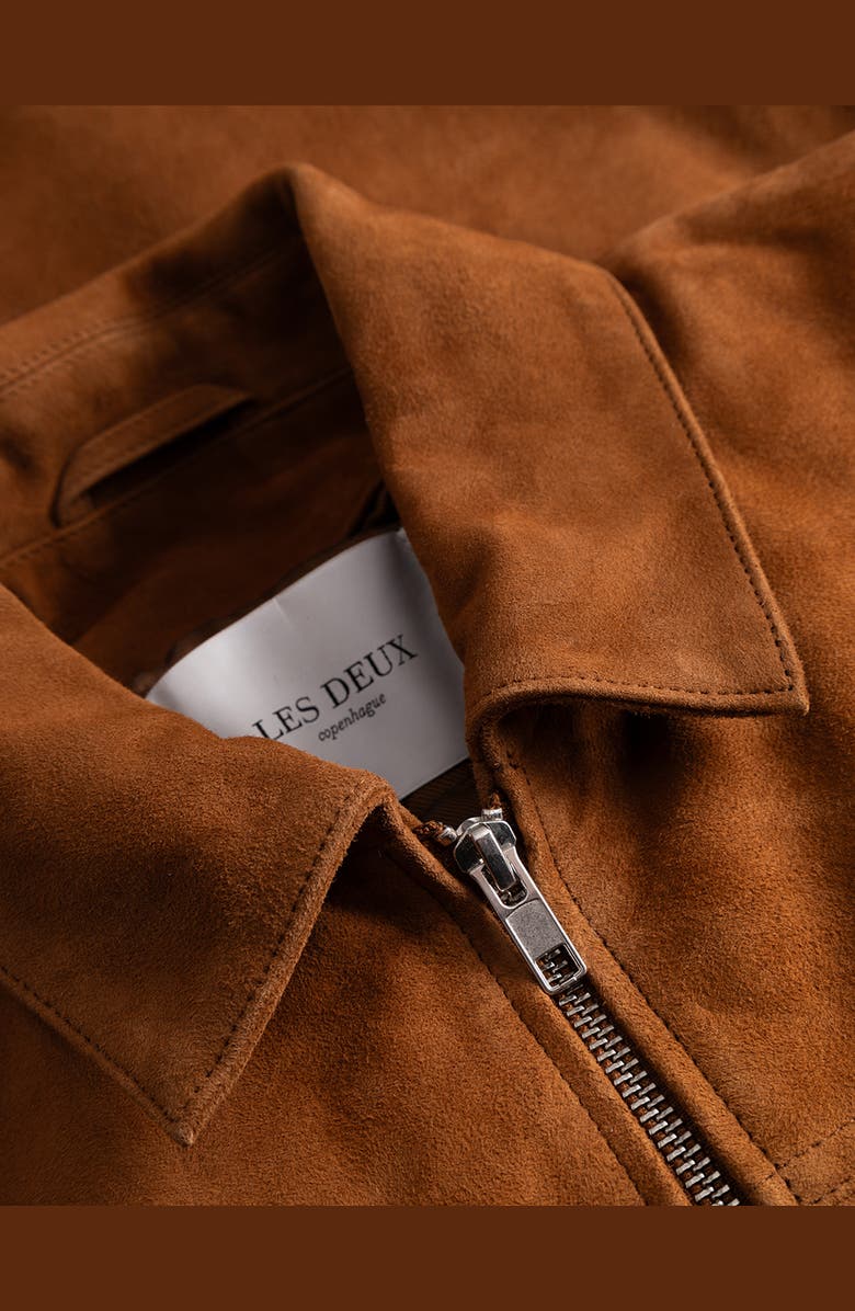 Les Deux Nyle Goatskin Suede Coach's Jacket, Alternate, color, Brown