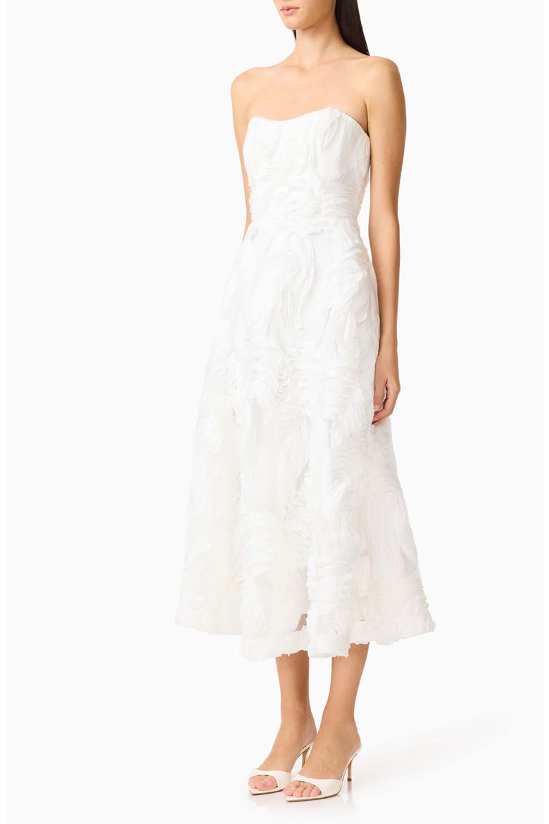 Asha 3-D Lace Strapless Cocktail Dress, Alternate, color, WHITE
