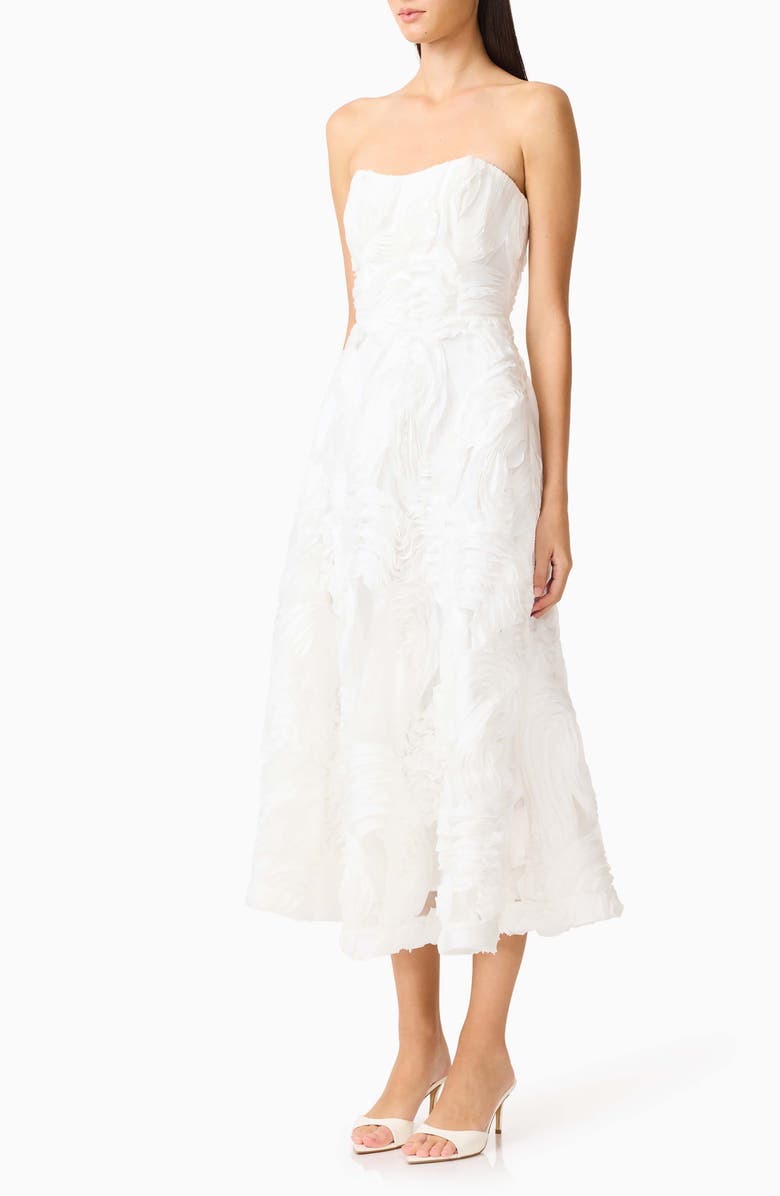 Elliatt Asha 3-D Lace Strapless Cocktail Dress, Alternate, color, White