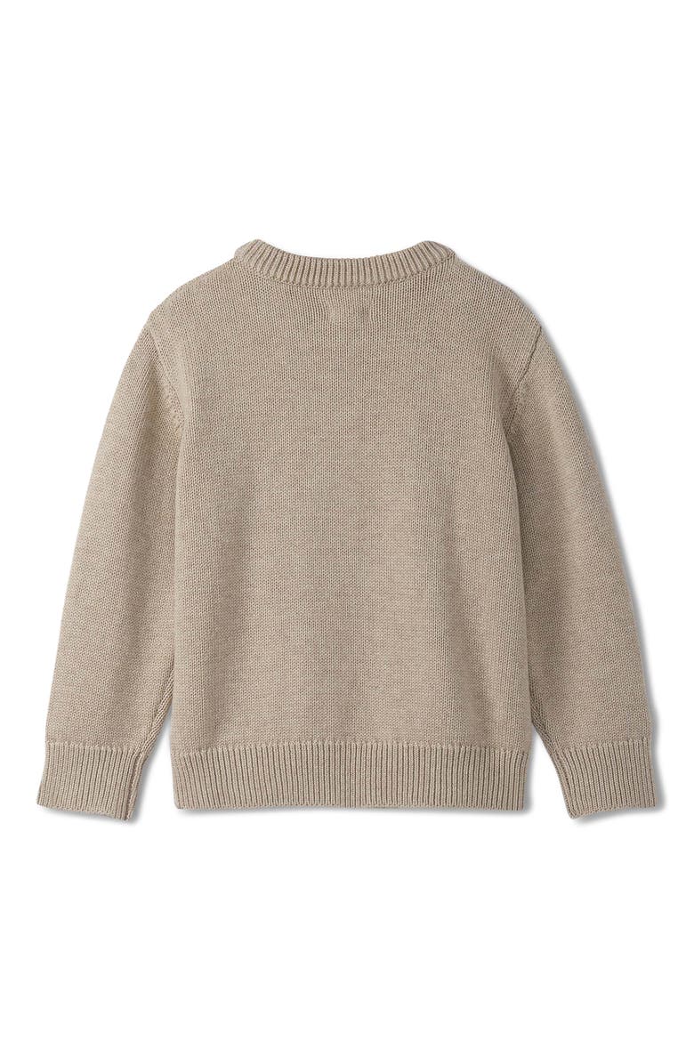 Kids' Bear Intarsia Cotton Crewneck Sweater, Alternate, color, OATMEAL MELANGE
