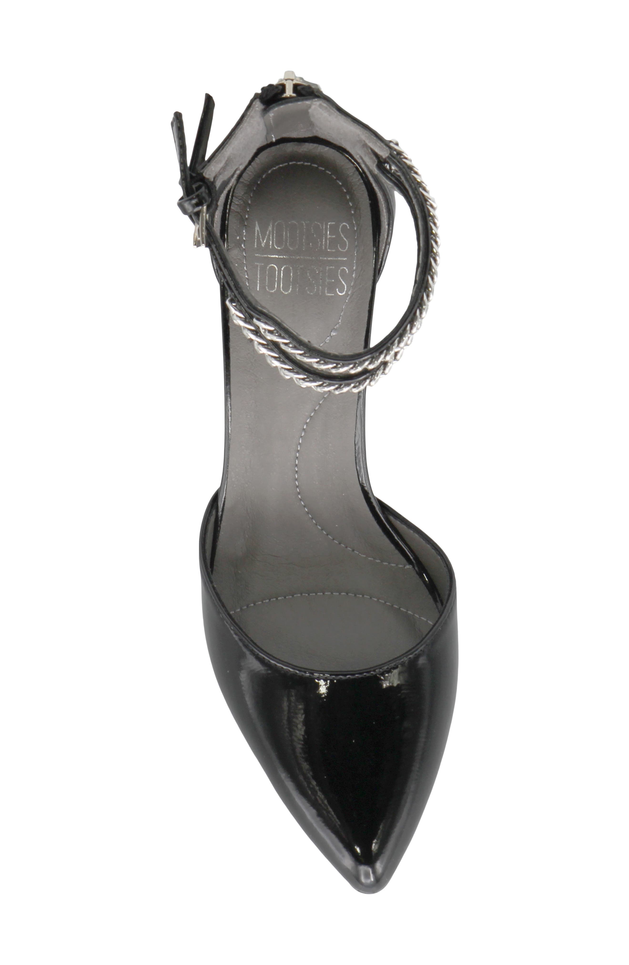 Anjel Pointed Toe Anke Strap Pump, Alternate, color, BLACK