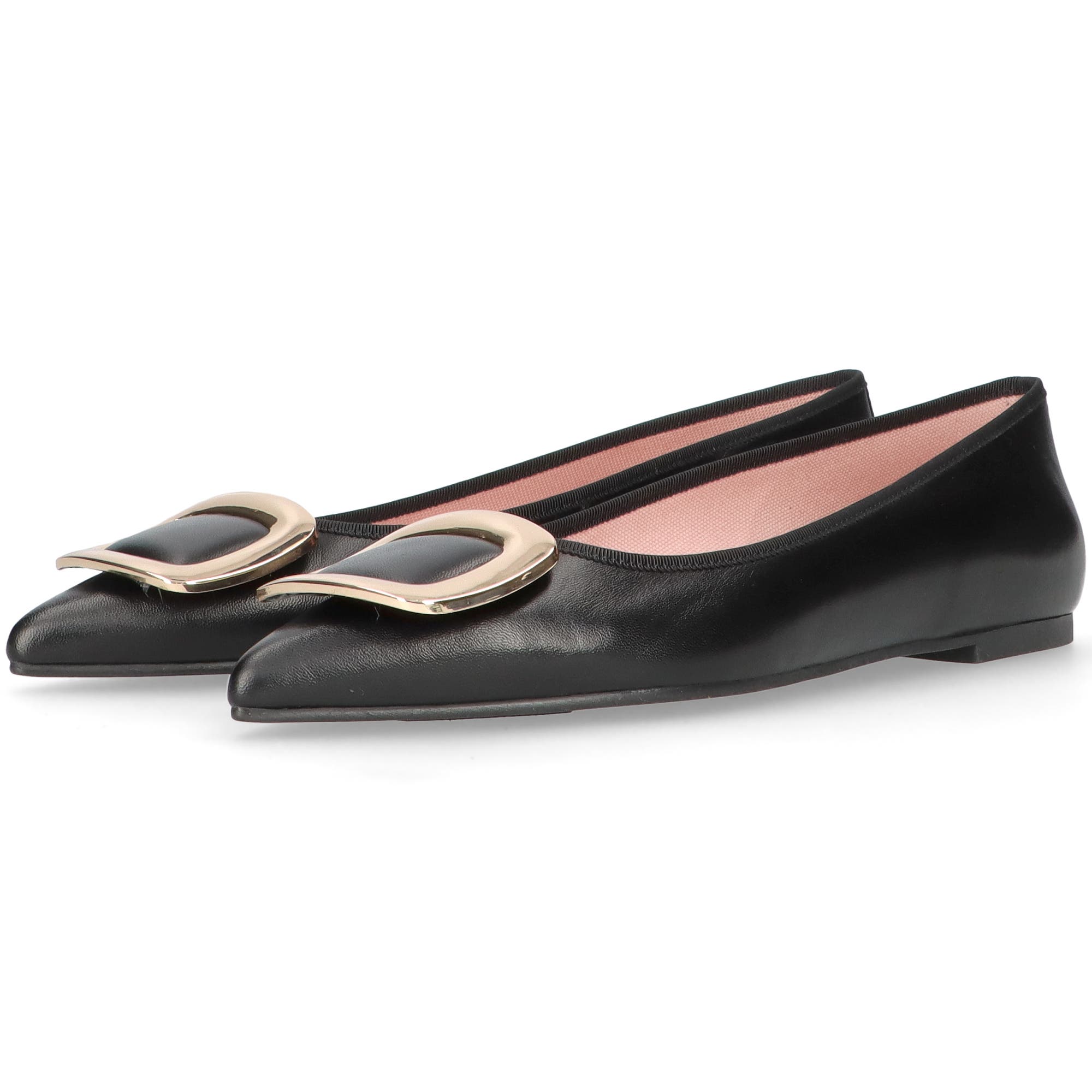 Pretty Ballerinas Pointed toe buckle ballet flat, Alternate, color, Black