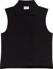 Saint Laurent Cassandre Embroidered Sleeveless Cotton Piqué Polo