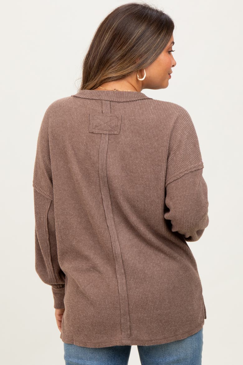 Mocha Long Sleeve Maternity Top, Alternate, color, Mocha