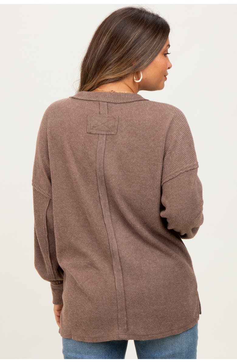 PinkBlush Mocha Long Sleeve Maternity Top, Alternate, color, Mocha