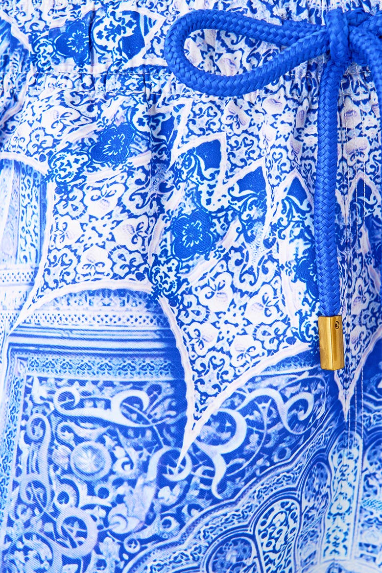 Mid Length Boardshort With Elastic Waist, Alternate, color, The Bosphorous