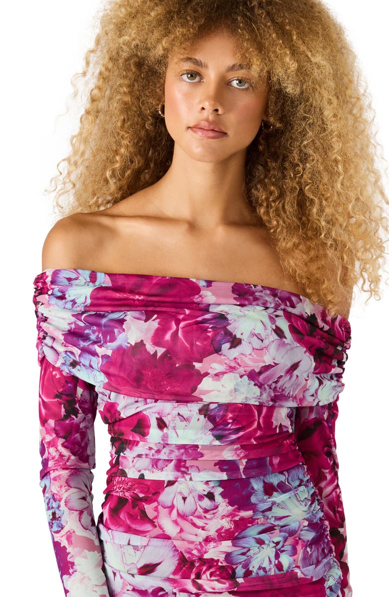Steve Madden Berkely Floral Off the Shoulder Minidress, Alternate, color, Glow
