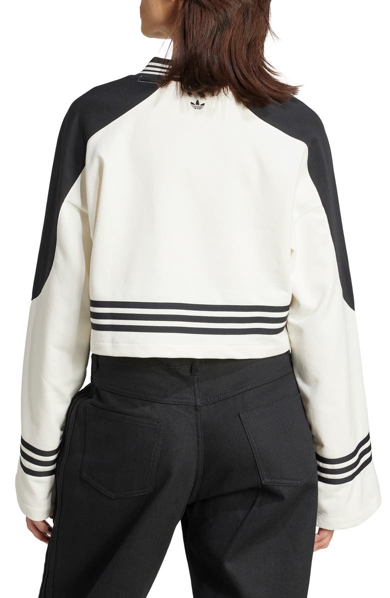 adidas Logo Cotton Blend Crop Sweatshirt, Alternate, color, Off White/ Black