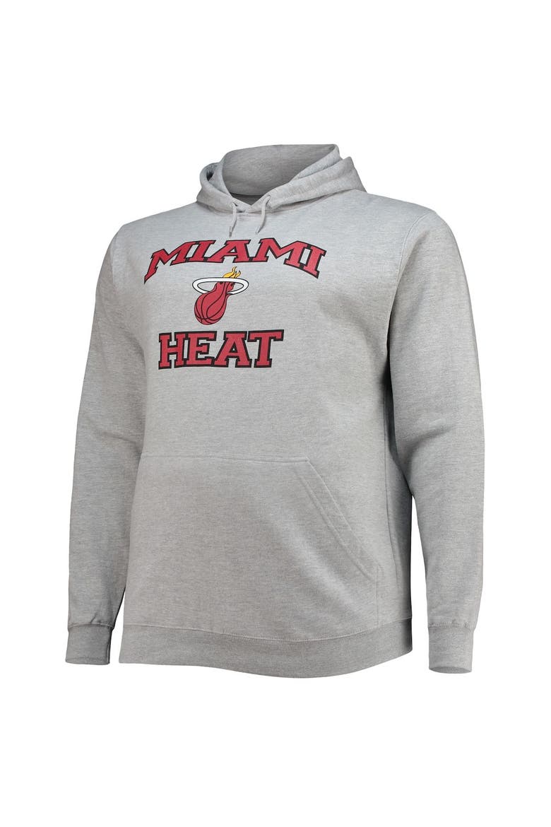 Men's Heathered Gray Miami Heat Big & Tall Heart & Soul Pullover Hoodie, Alternate, color, Black