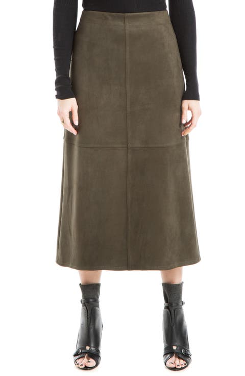 Faux Suede A-Line Midi Skirt