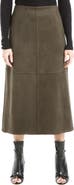 MAX STUDIO Faux Suede A-Line Midi Skirt